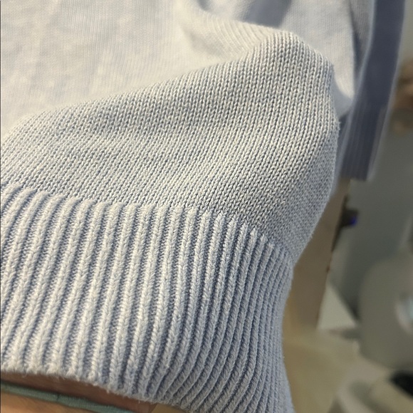 Talbots Light Blue V-Neck Lightweight Sweater with Ribbed hemming, Small - Picture 7 of 8